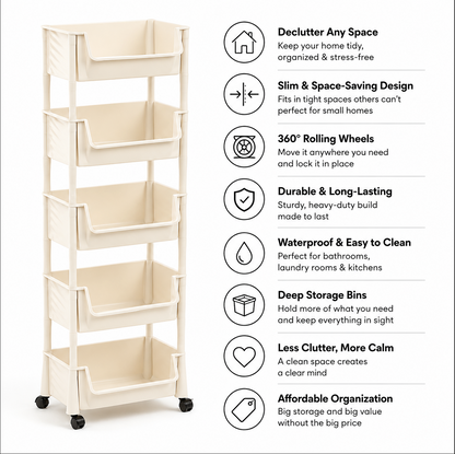 Multifunctional Multi-Layer Plastic Storage Cart