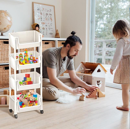 Multifunctional Multi-Layer Plastic Storage Cart