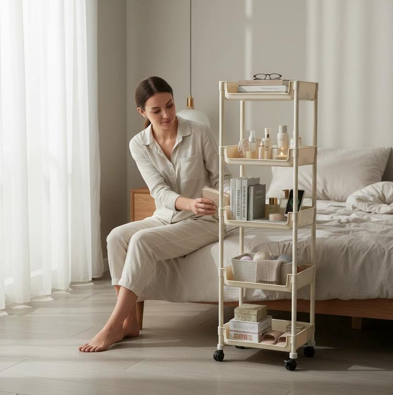 Multifunctional Multi-Layer Plastic Storage Cart